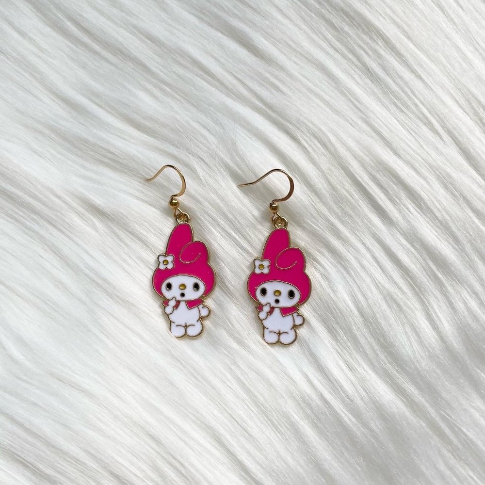 Kuromi x My Melody Sanrio Cartoon Character Hello Kitty Charms Earrings - Picture 1 of 2